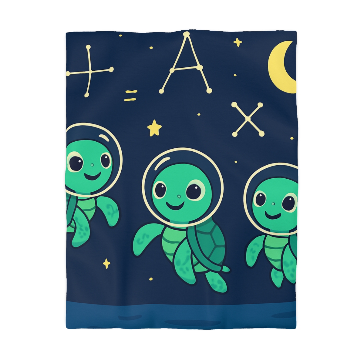 Space School Of The Curious Sea Turtles personalized bedding duvets