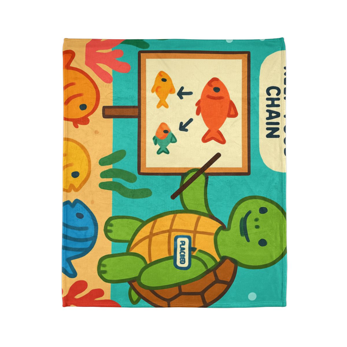 Coral Classroom Sea Turtle Guide personalized cozy blankets