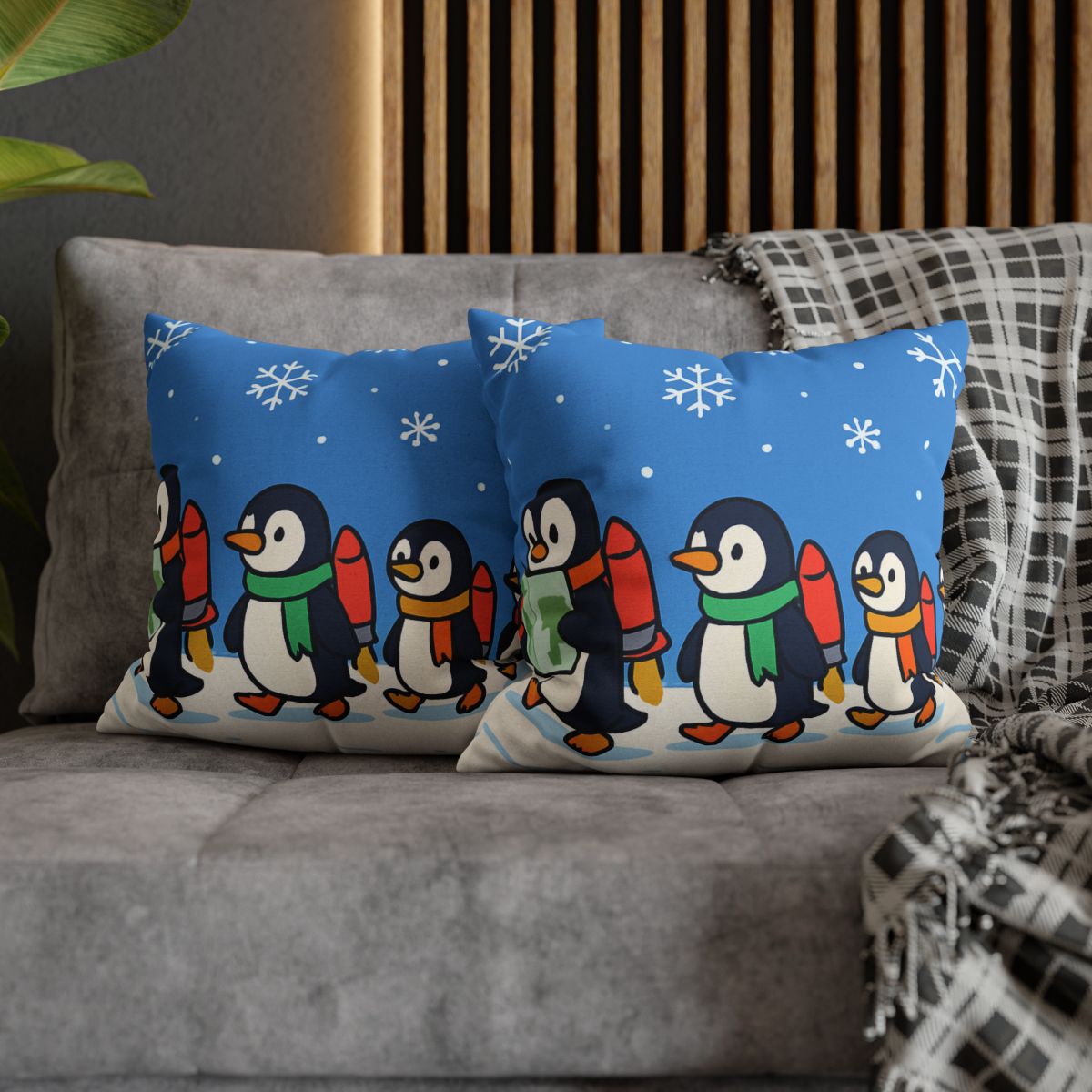 Rocket Penguin Parade unique gift pillow cases