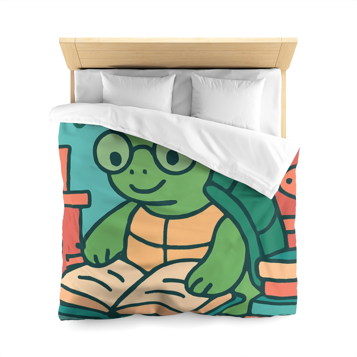 Underwater Library With Bookish Turtle designer printed duvets