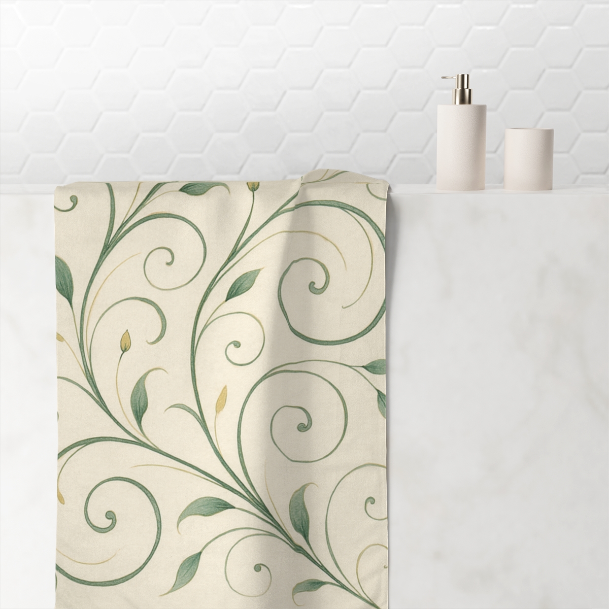 Vine Curl Calligraphy Swirl comfortable face towels