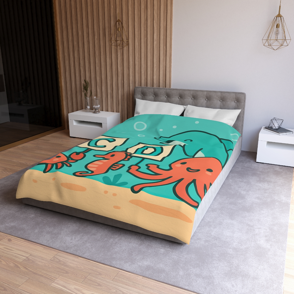 Coral Reef Alphabet Parade designer printed duvets