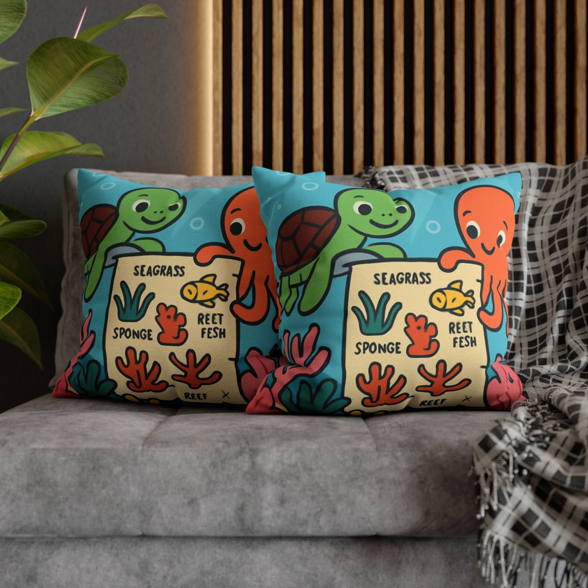 Coral Reef Map Makers comfortable bedding pillow covers