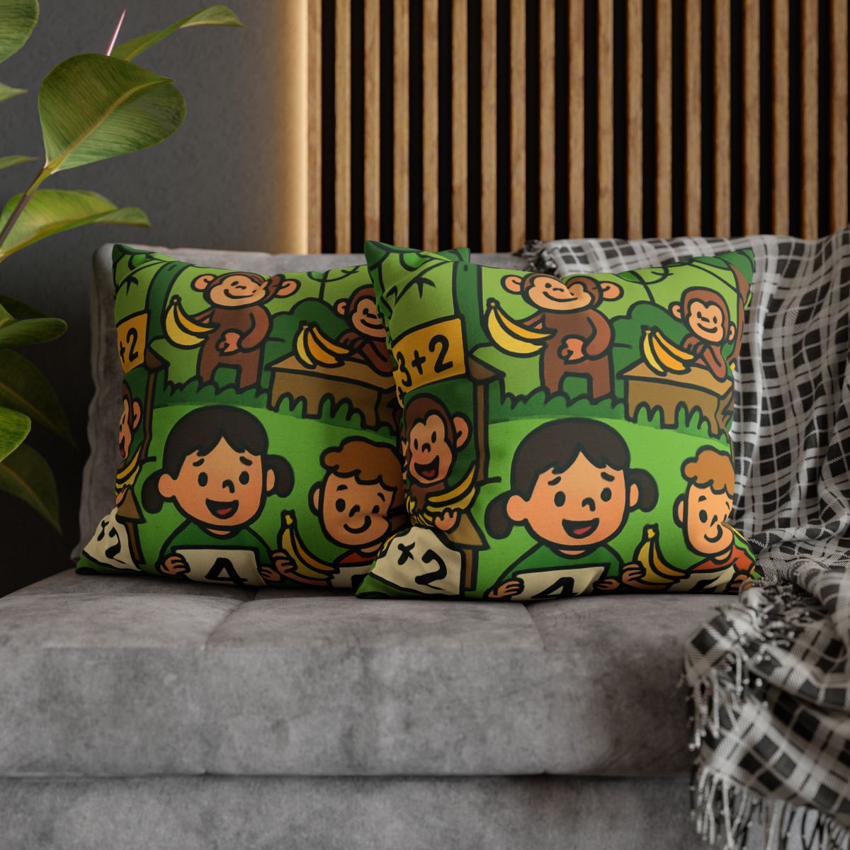 Jungle Math Monkey Market stylish decorative pillowcases