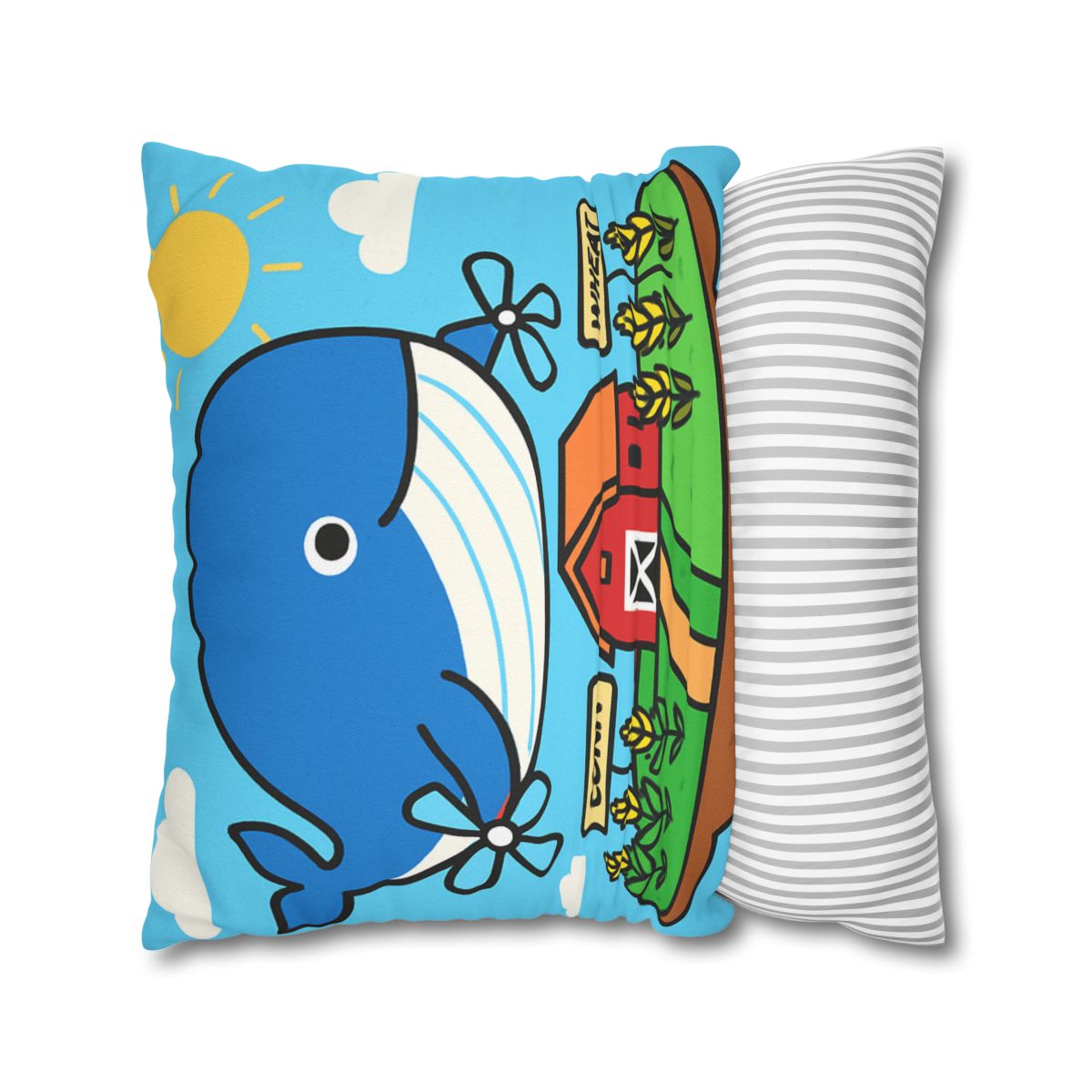 Windmill Whale Above The Floating Farm trendy patterned pillow cases