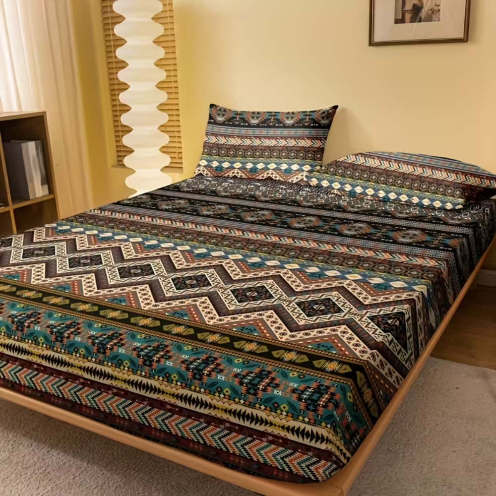 Bohemian Tribal Geometric Pattern Fitted Sheet