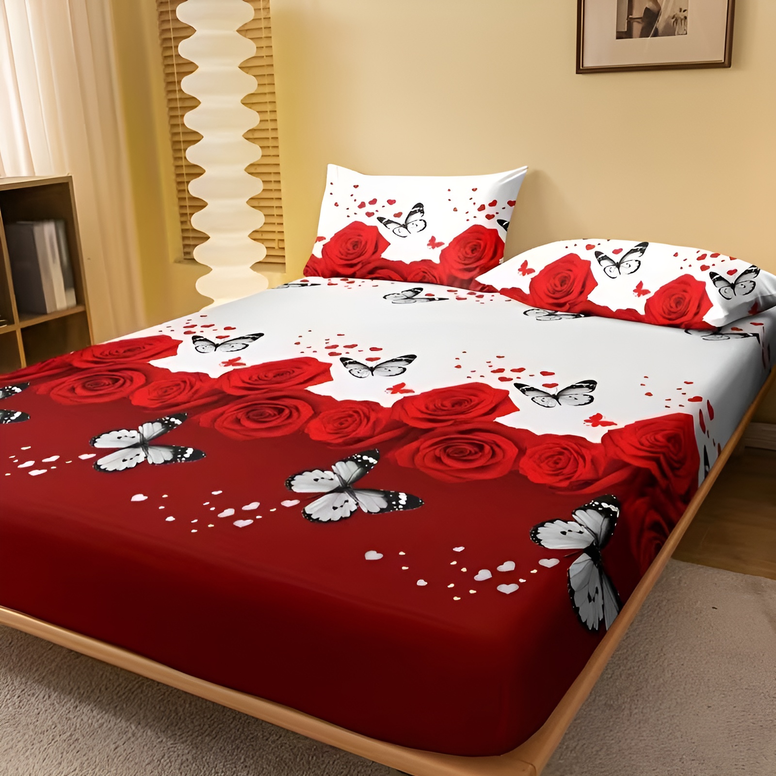 Comfortable Floral Design Fitted Bed Sheet For Bedroom