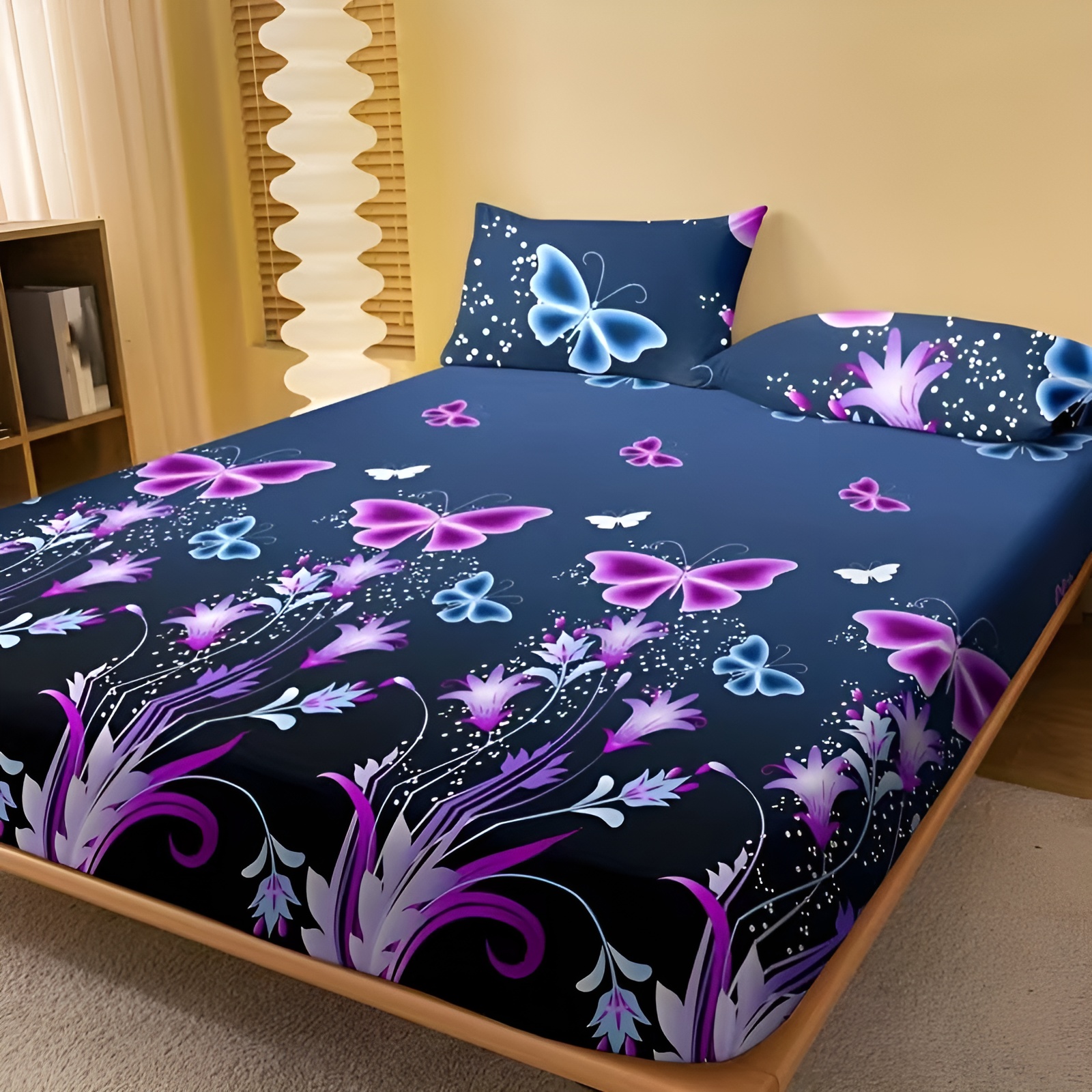 Floral Decorative Fitted Bed Sheet With Deep Pockets
