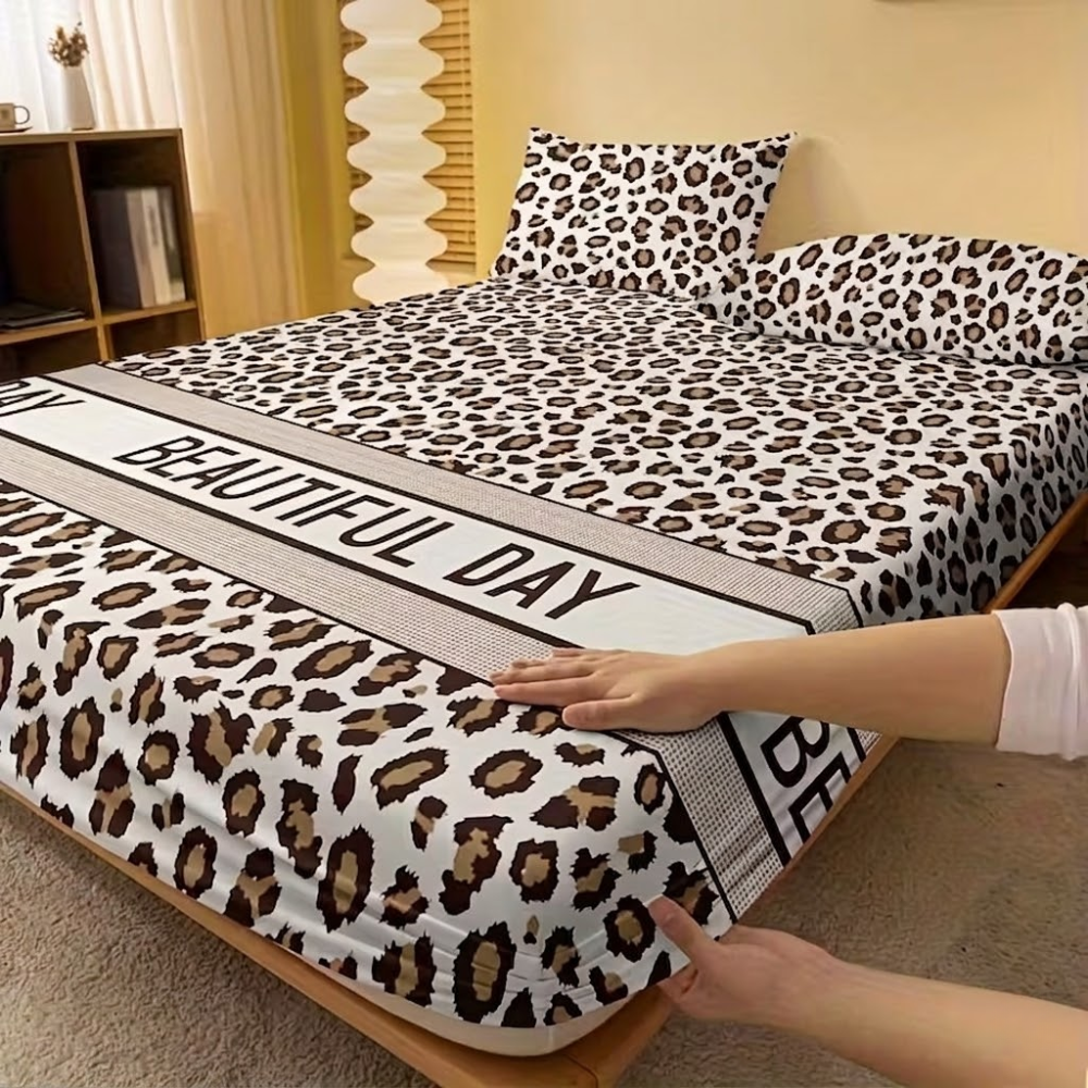 Leopard Patterned Fitted Bed Sheet For Bedroom 