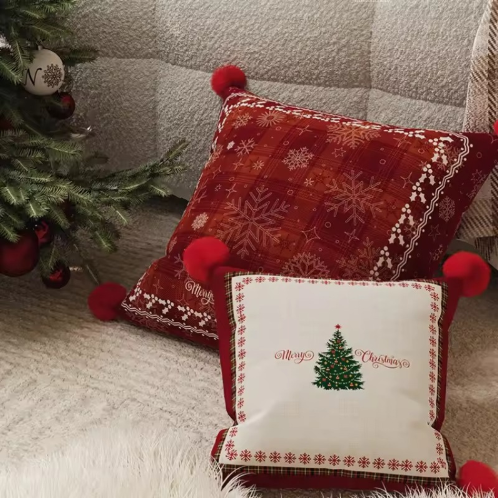 Pack of 2 Double Sided Printed Christmas Cushion Covers