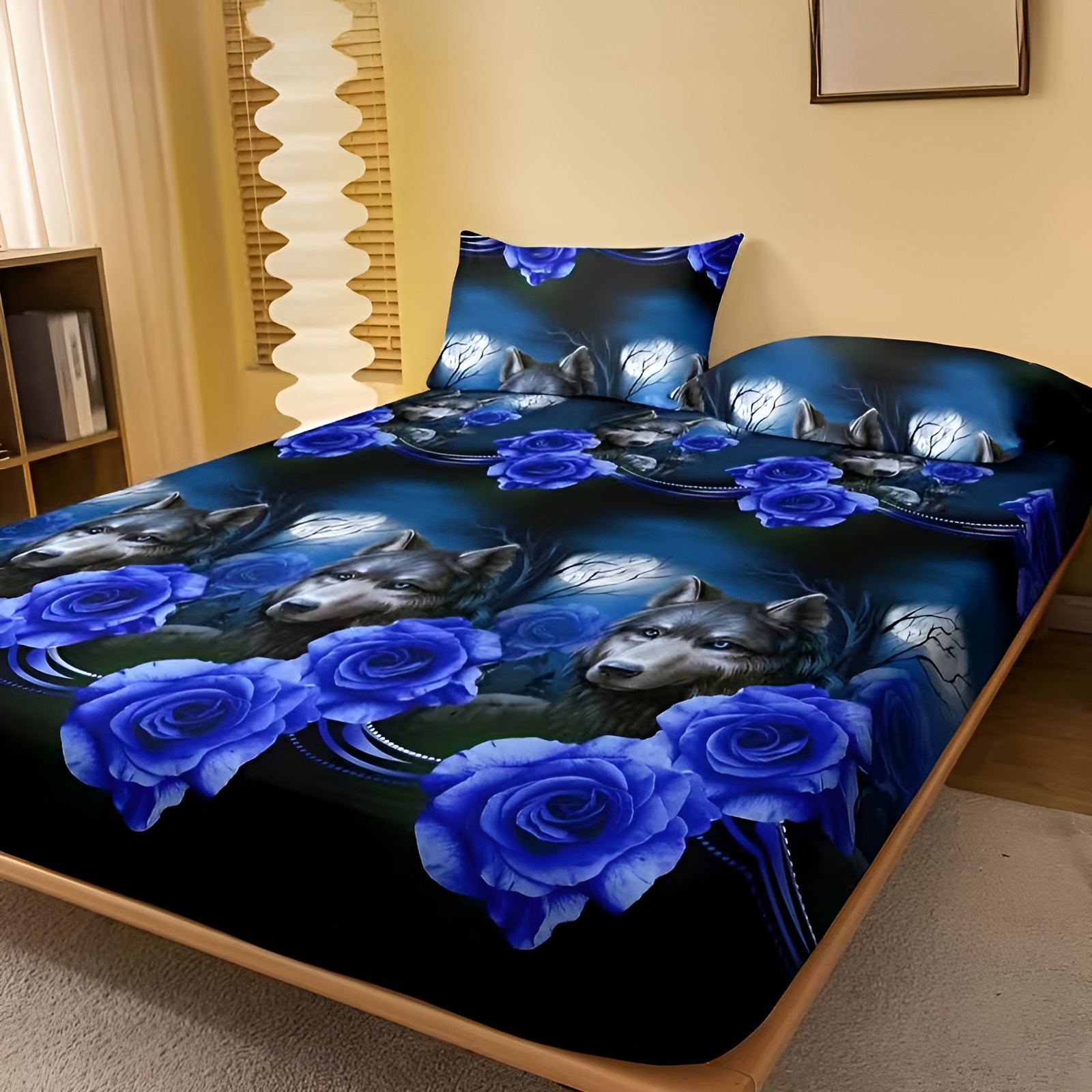 Modern Botanical Wolf Pattern Fitted Sheet