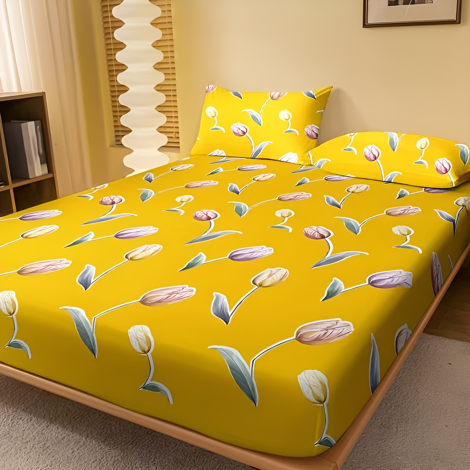Tulip Printed Bed Sheet For Bedroom