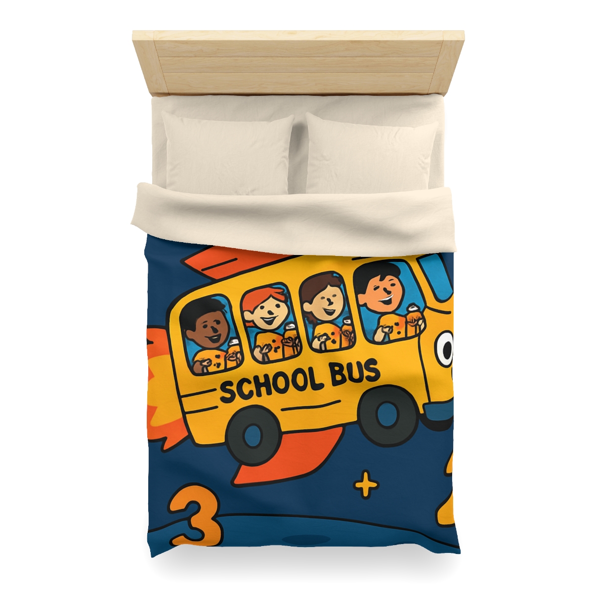 Rocket School Bus To Planet Math personalized bedding duvets