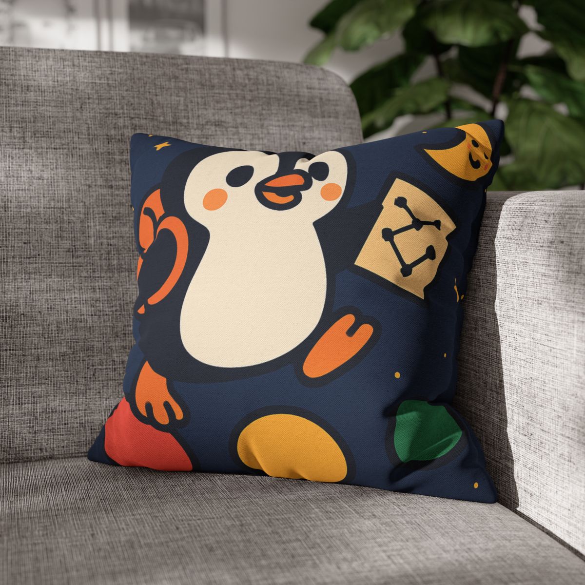 Planet Hopping Penguin Explorer comfortable bedding pillow covers