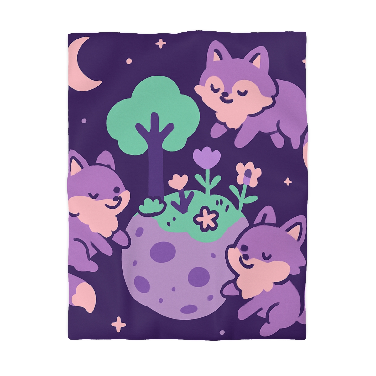 Galaxy Garden Of Floating Foxes designer printed duvets