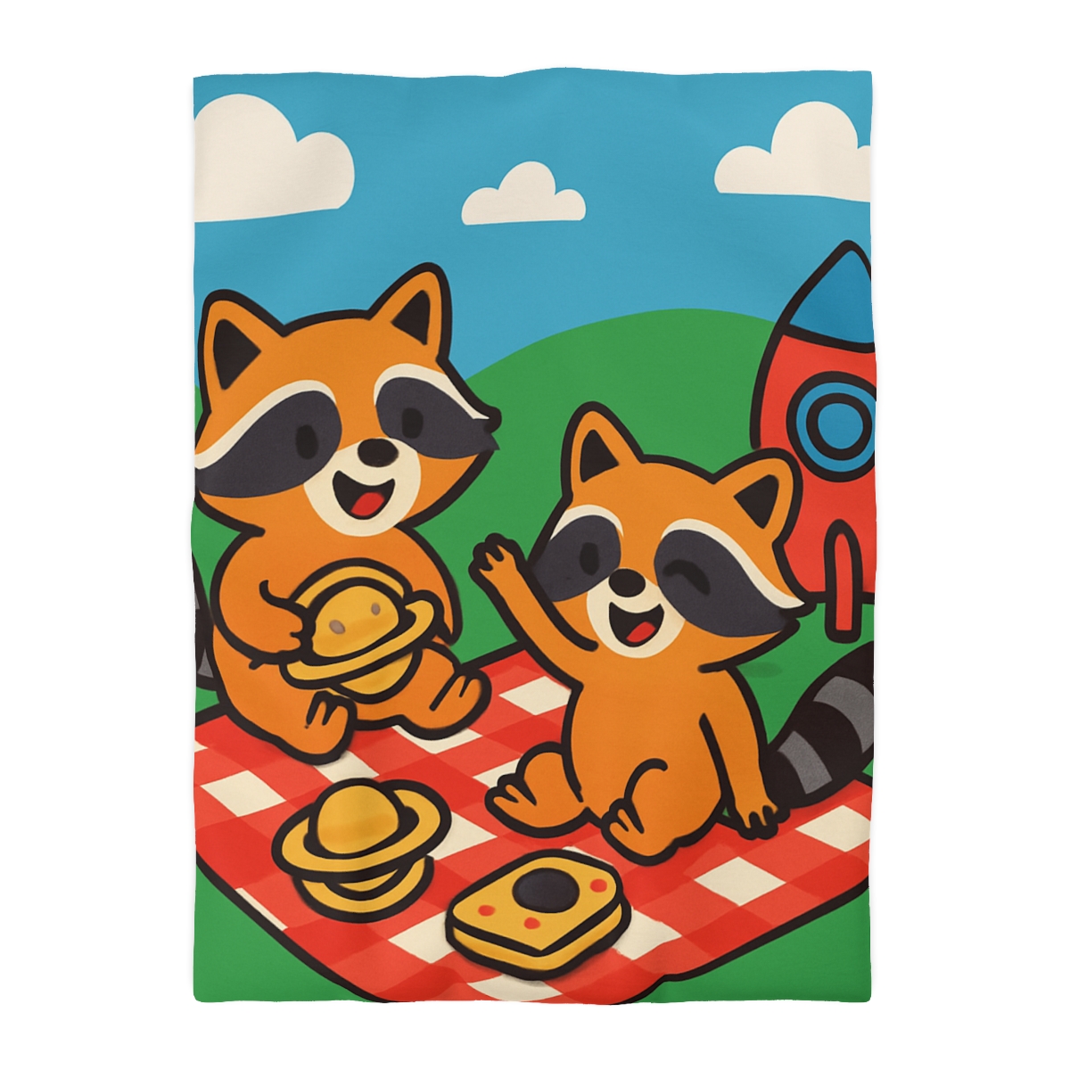 Rocket Racers Picnic designer printed duvets