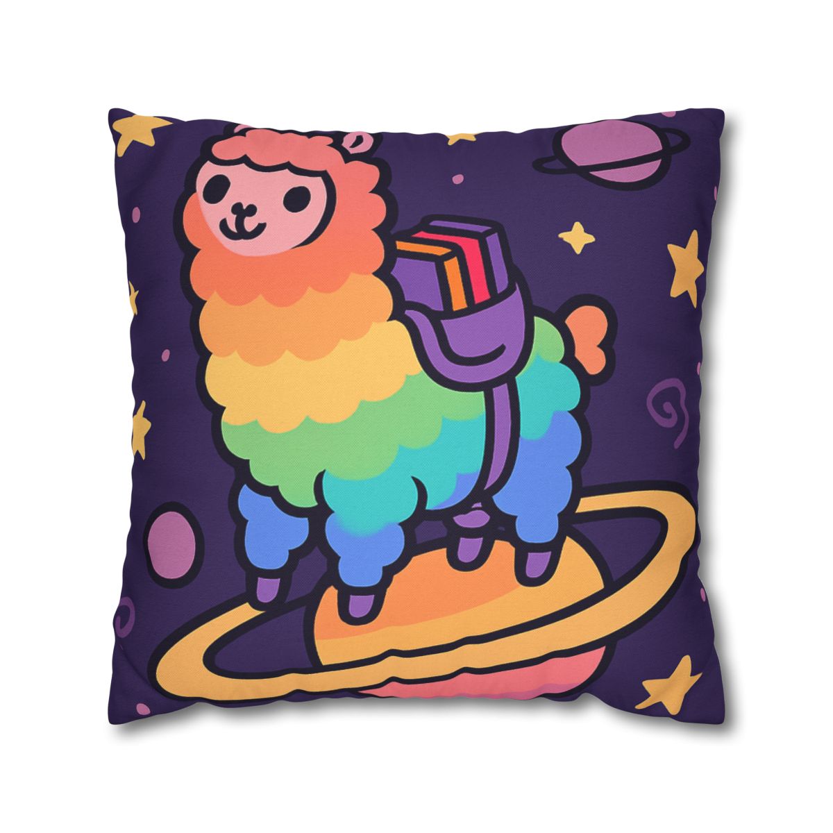 Galaxy Riding Rainbow Llama comfortable bedding pillow covers