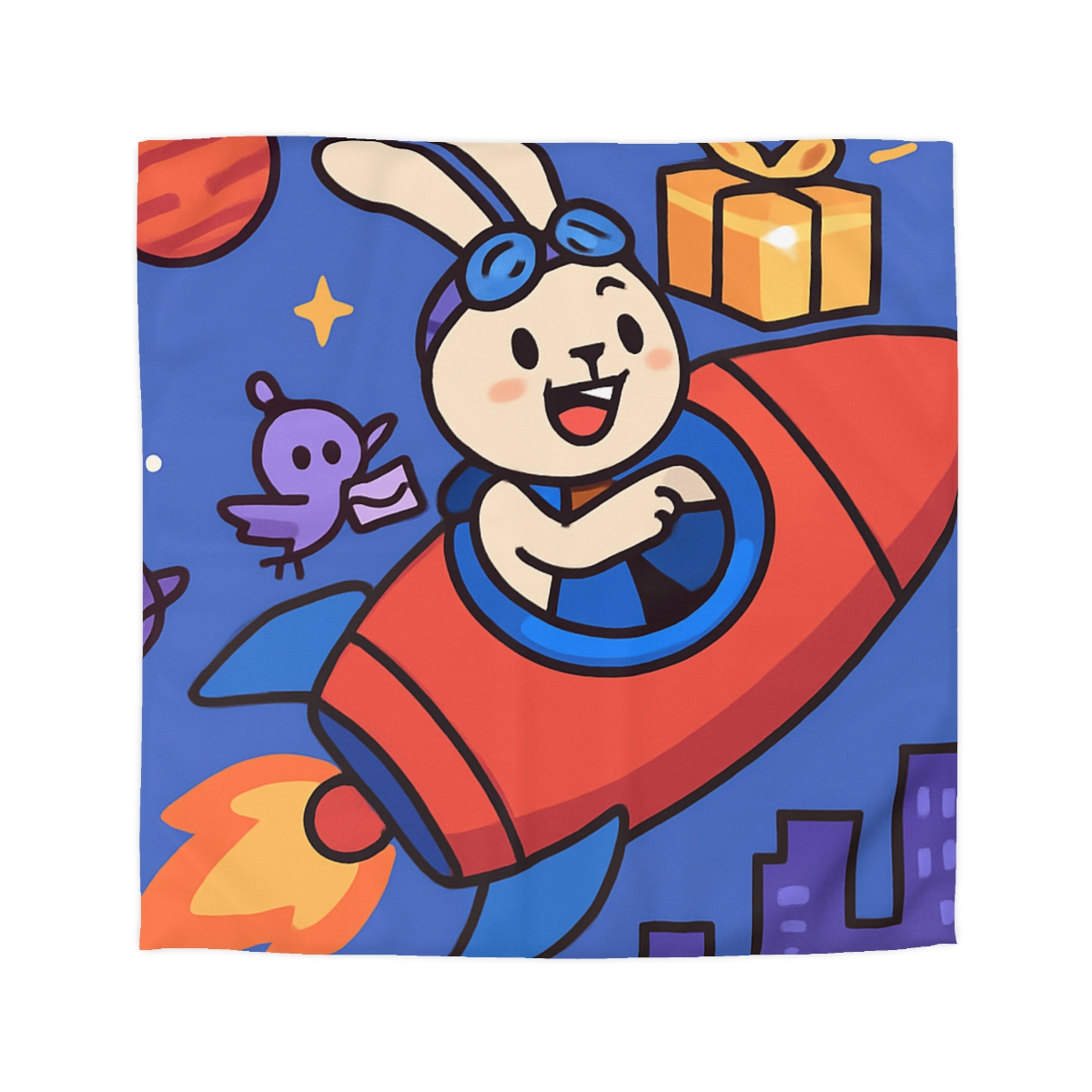 Rocket Rabbit Space Delivery custom duvets