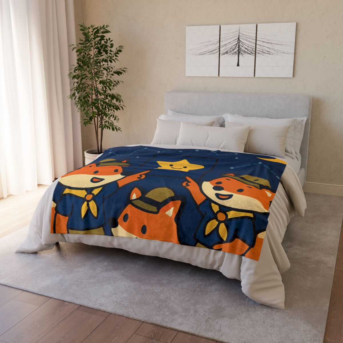 Stargazing Fox Scouts personalized cozy blankets