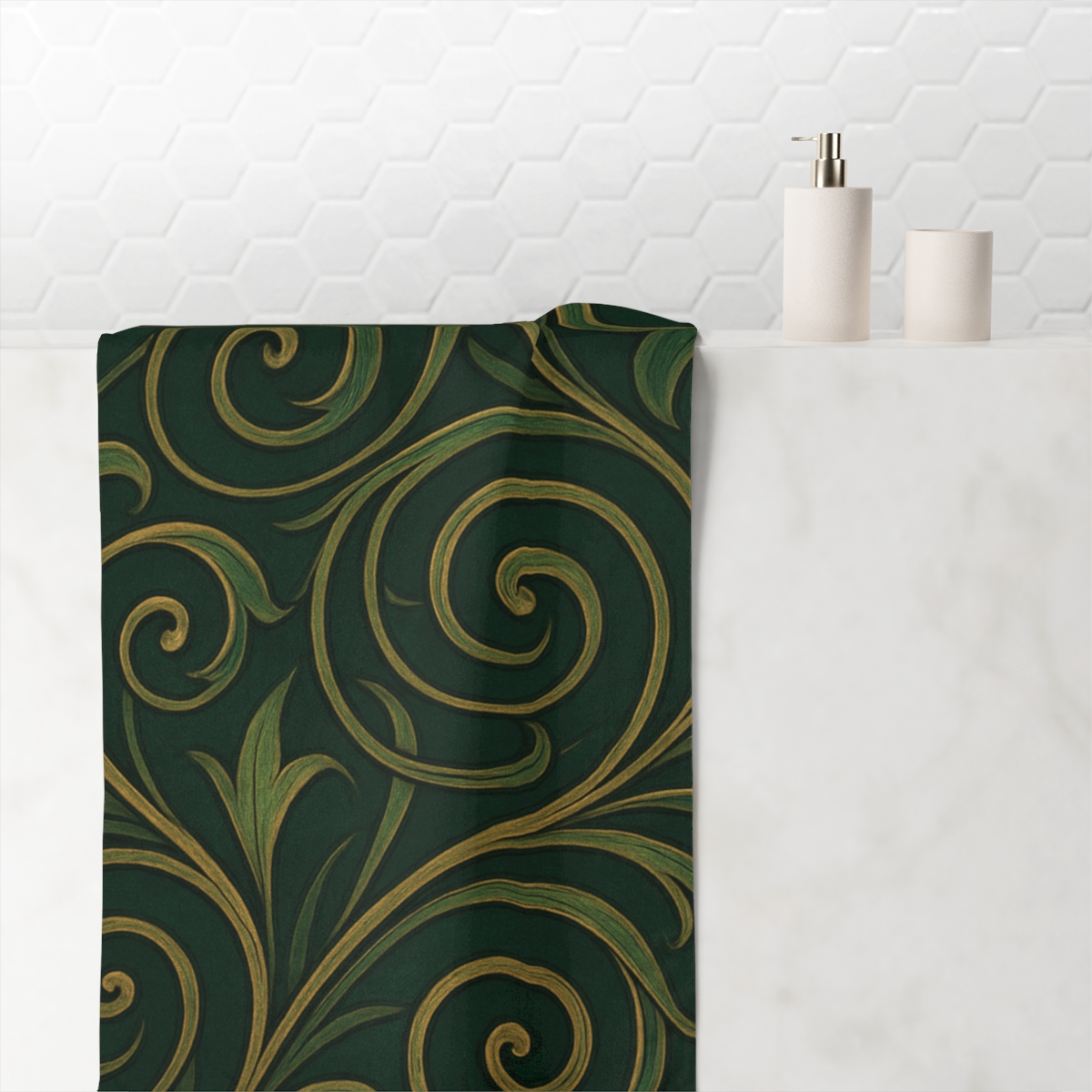 Vine Spiral Tapestry personalized bath towels