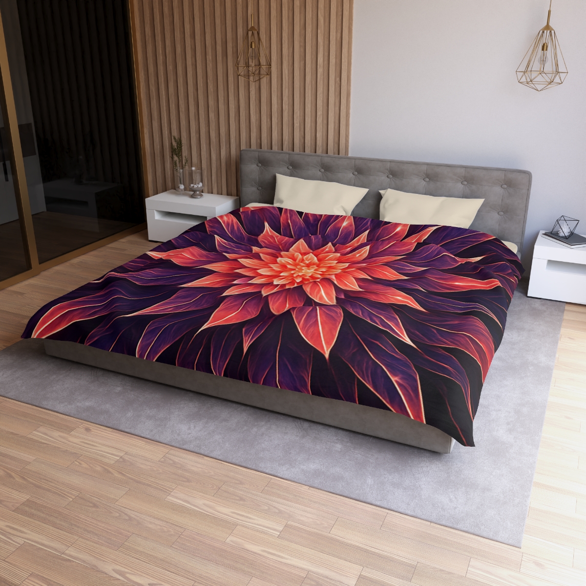Cosmic Bloom Fractal personalized bedding duvets