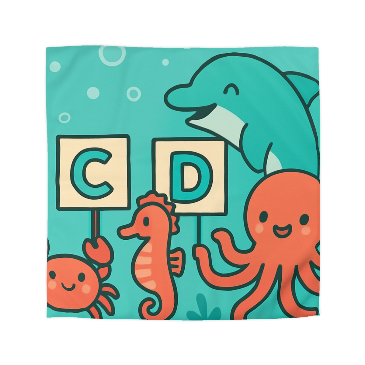 Coral Reef Alphabet Parade designer printed duvets