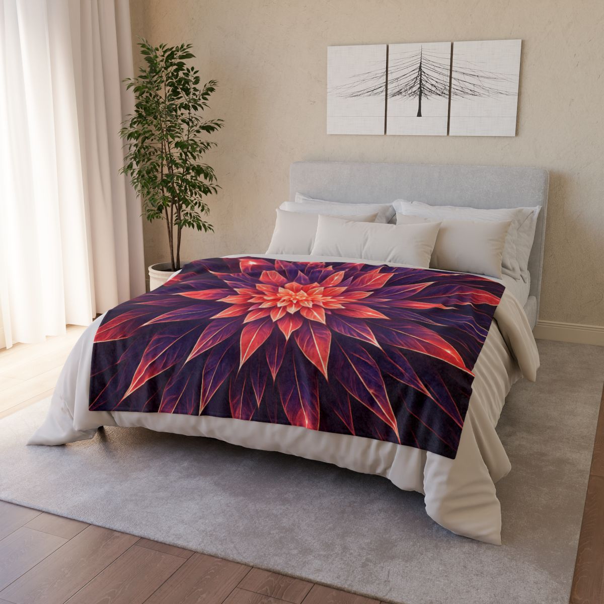 Cosmic Bloom Fractal soft fleece blankets