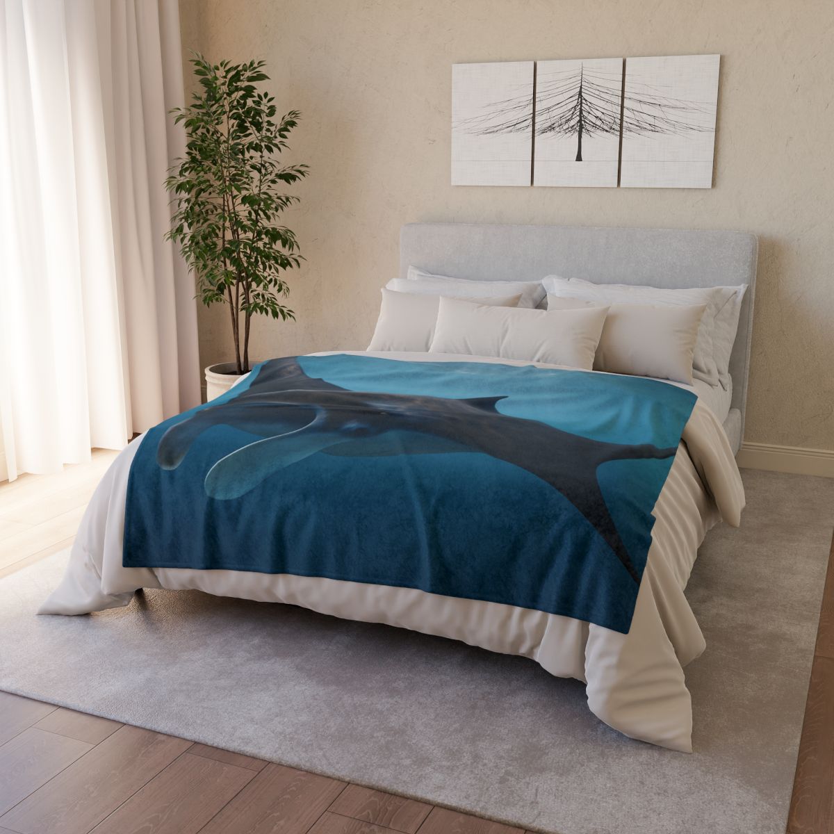 Sunlit Drift Manta Ray stylish throw blankets