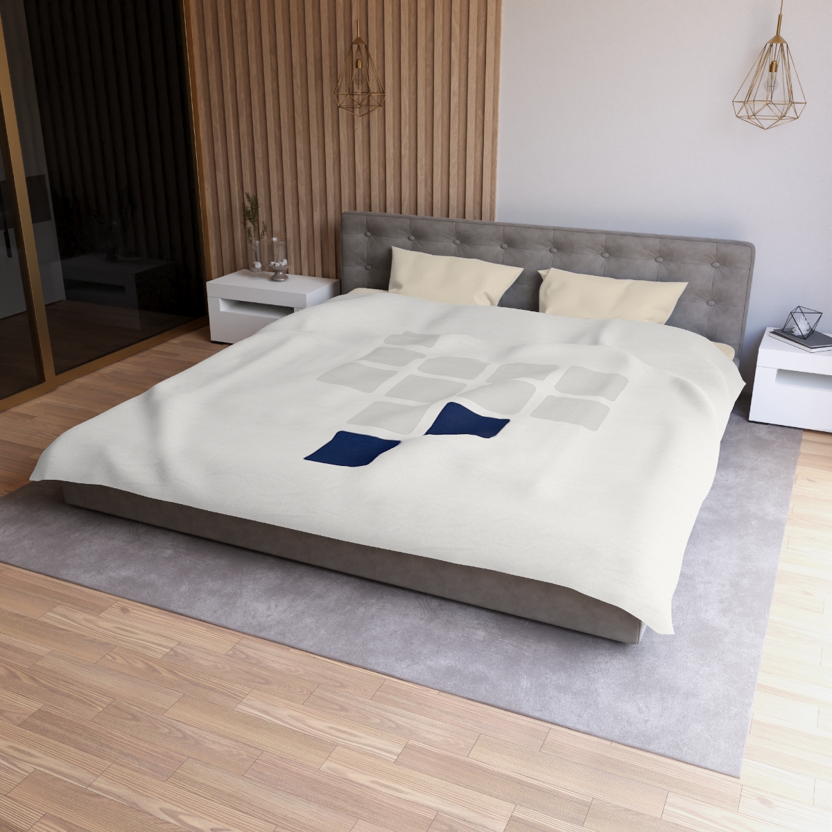 Stepped Constellation Grid designer printed duvets