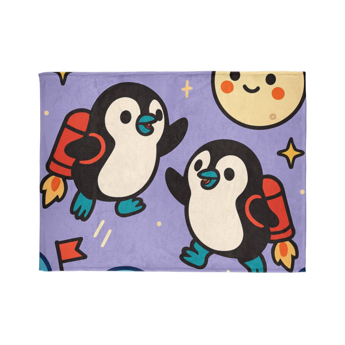 Rocket Penguin Explorers decorative home blankets