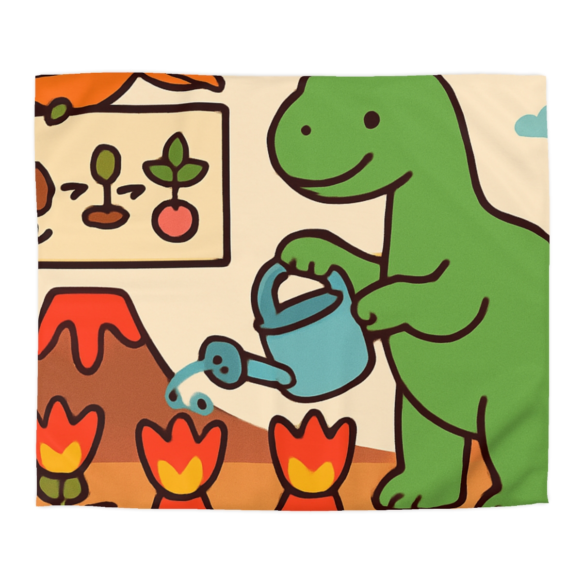 Volcano Garden Of Friendly Dinosaurs personalized bedding duvets