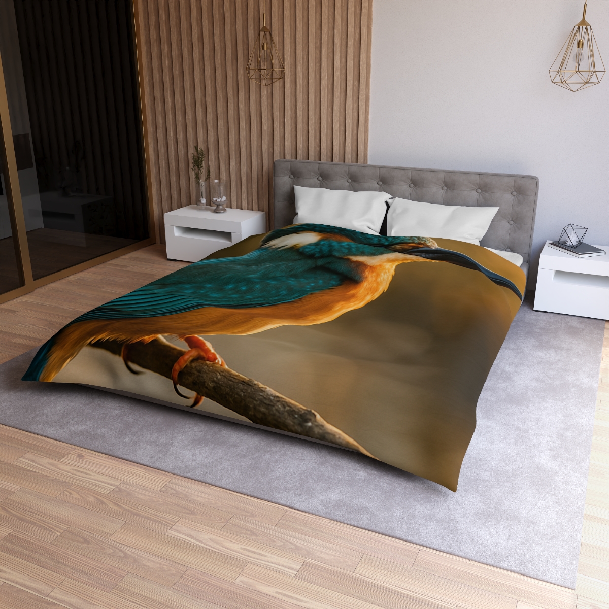 Emerald Glide Common Kingfisher personalized bedding duvets