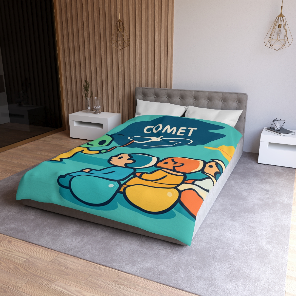 Comet Classroom On A Bubble Planet personalized bedding duvets