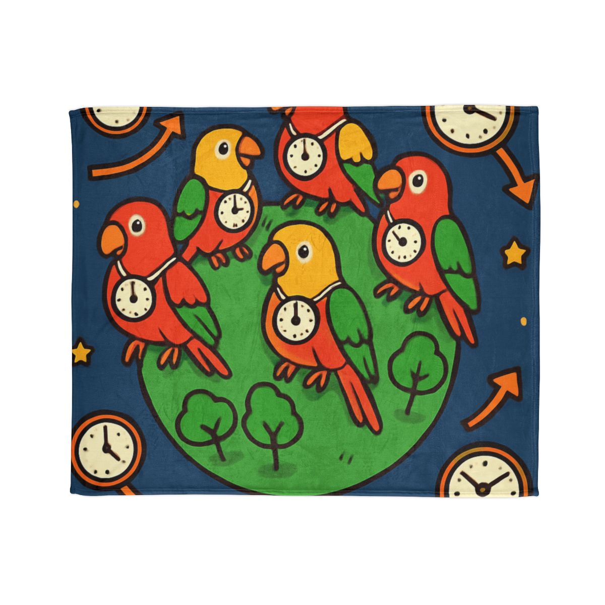 Time Traveling Parrot Planet personalized cozy blankets