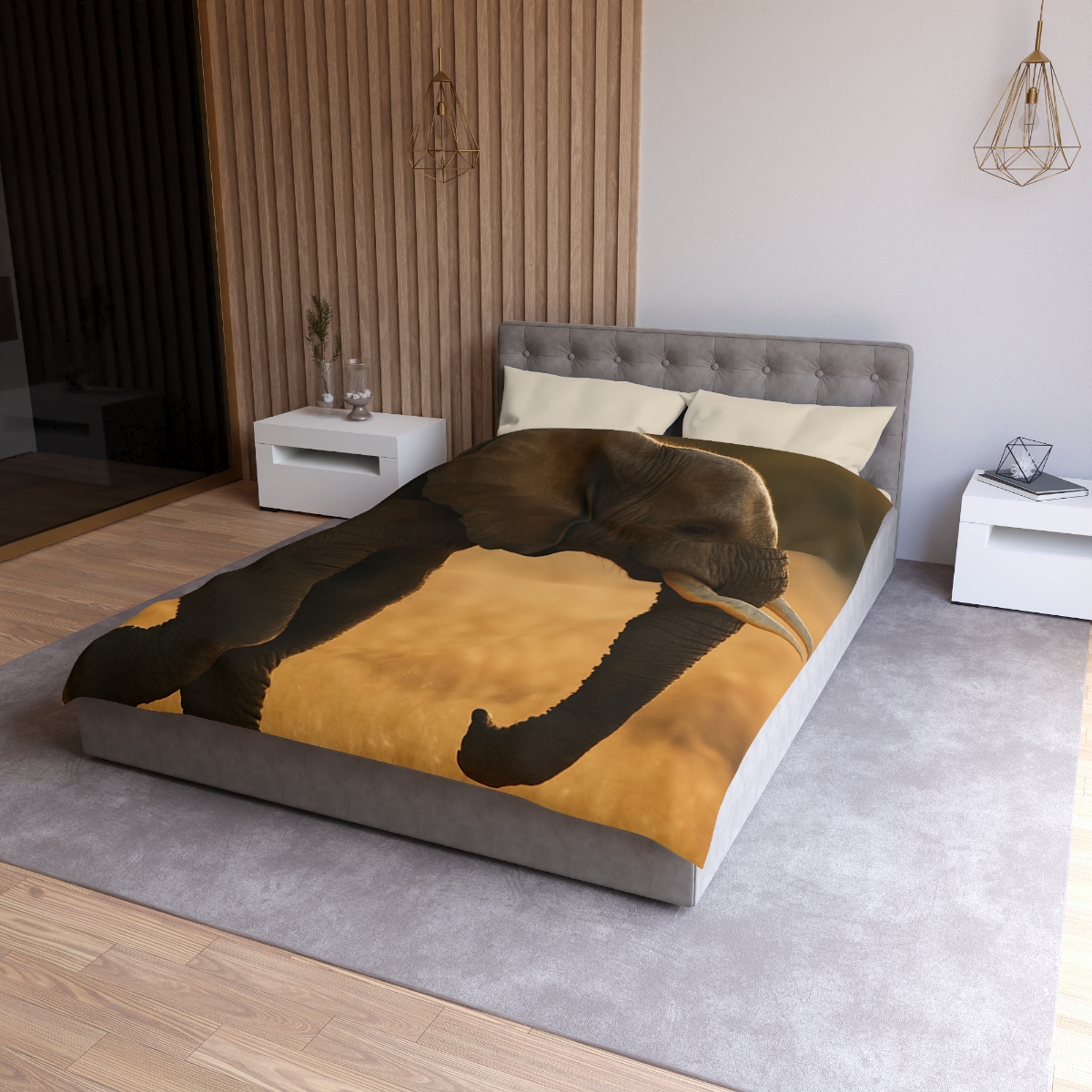 Gilded Horizon African Elephant unique patterned duvets