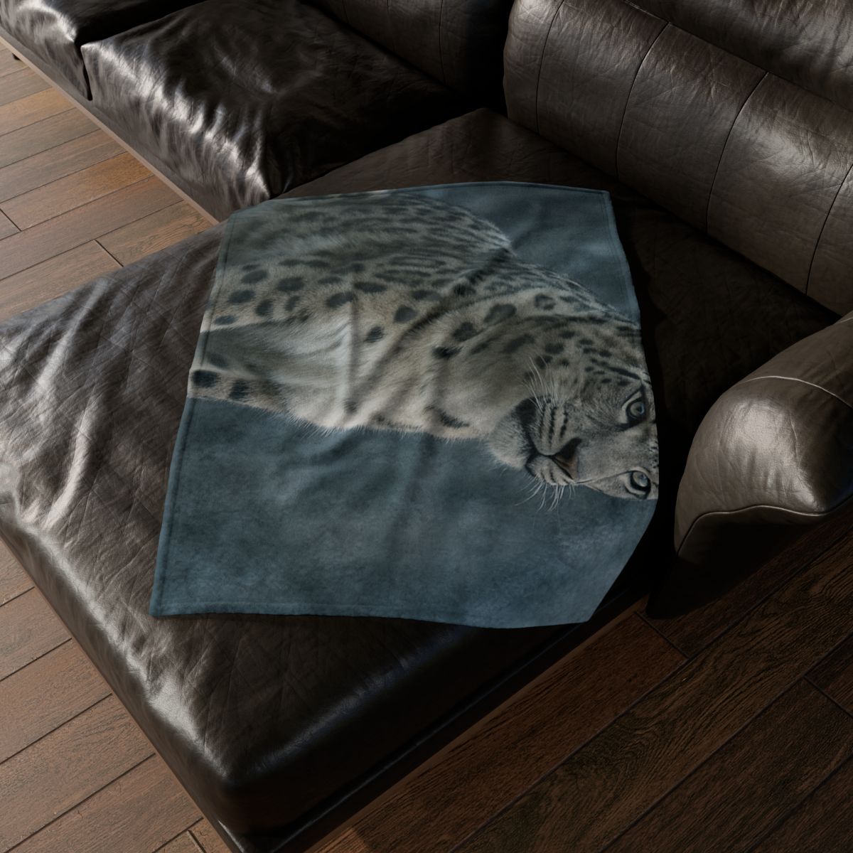 Crest Of Silence Snow Leopard designer printed blankets