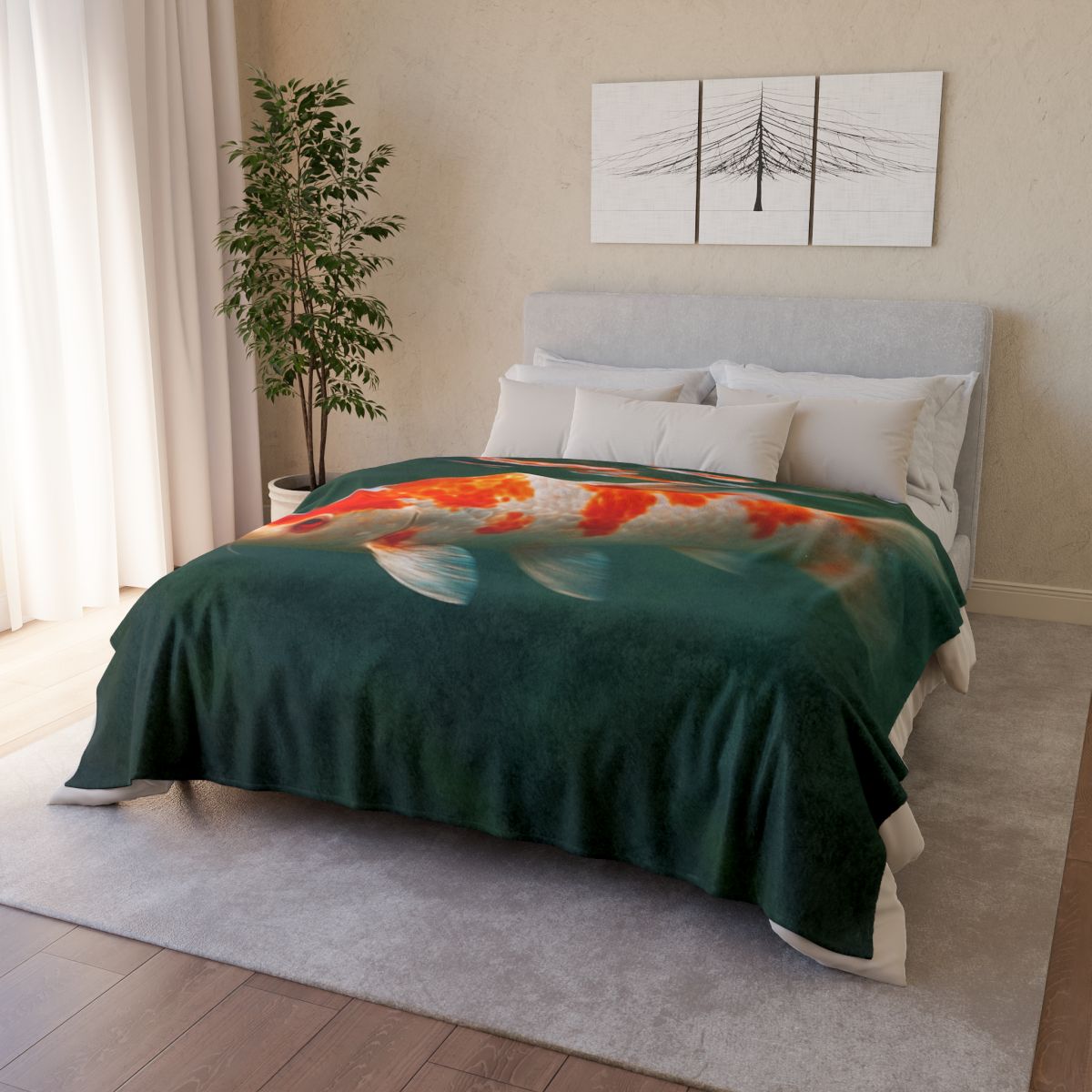 Crystal Current Koi Fish soft fleece blankets