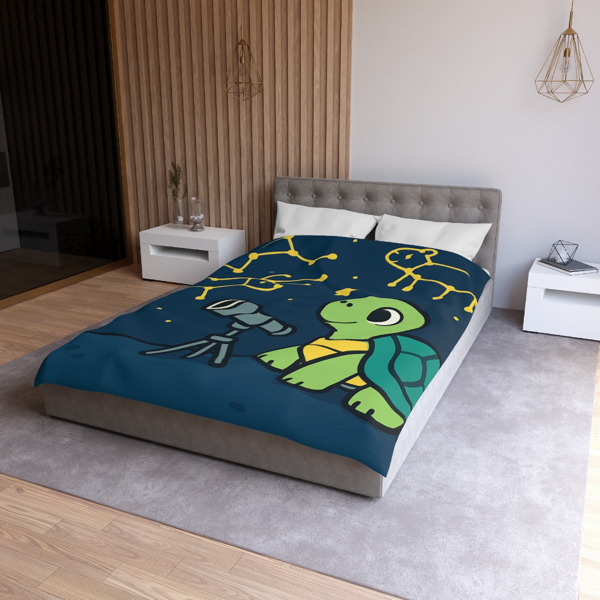 Stargazing Space Turtle stylish duvet covers