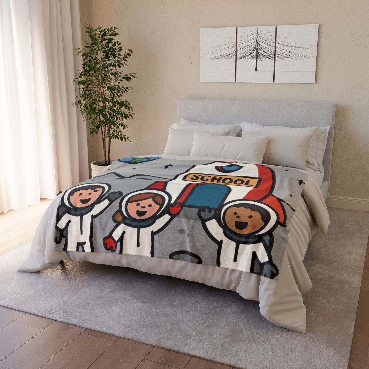 Rocket School On The Moon trendy patterned blankets