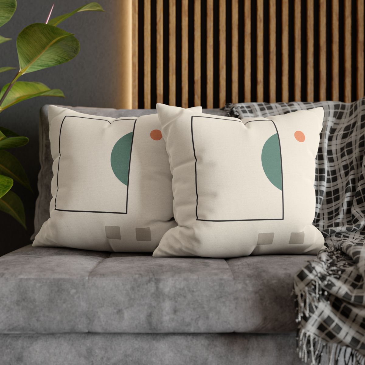 Offset Frame And Crescent Pause designer print pillow cases