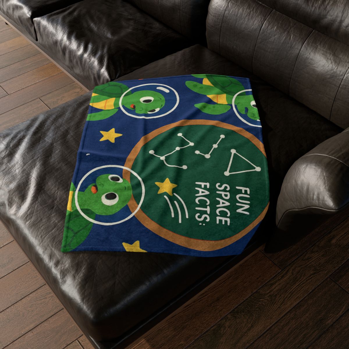 Space School Of Curious Sea Turtles trendy patterned blankets