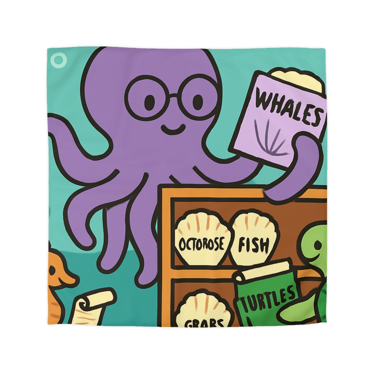 Undersea Library Of The Curious Octopus duvets for gifts