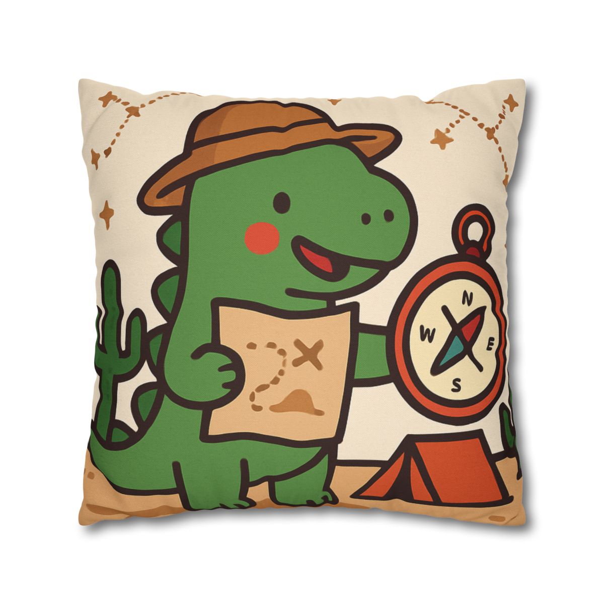 Desert Dino Map Quest With Compass And Constellations soft cotton pillow cases