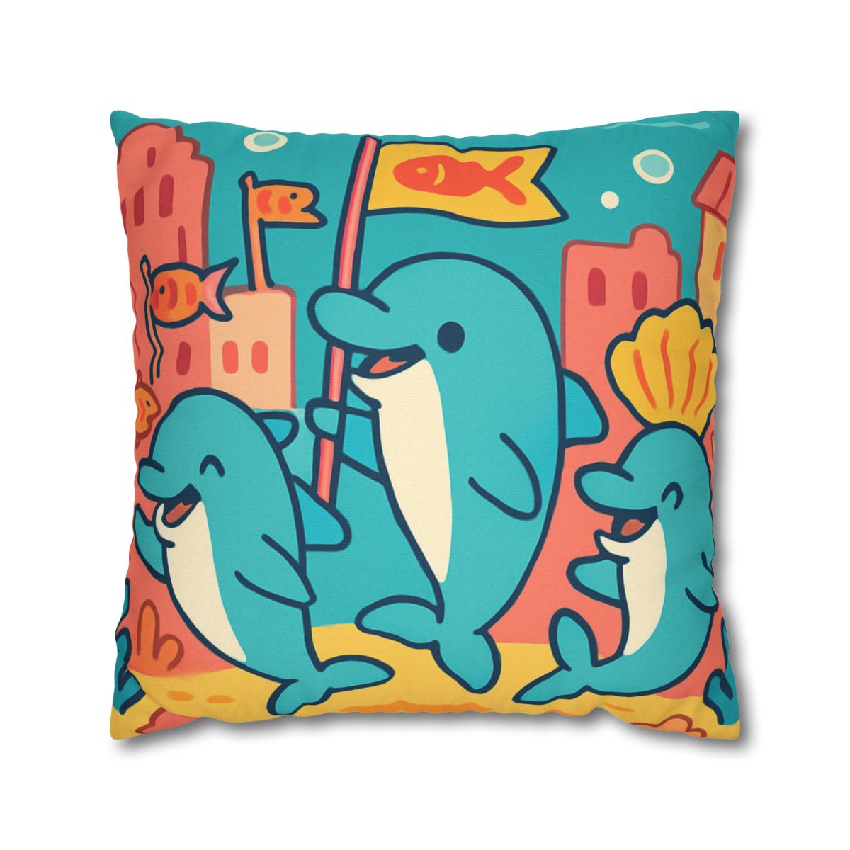 Coral City Dolphin Parade unique gift pillow cases