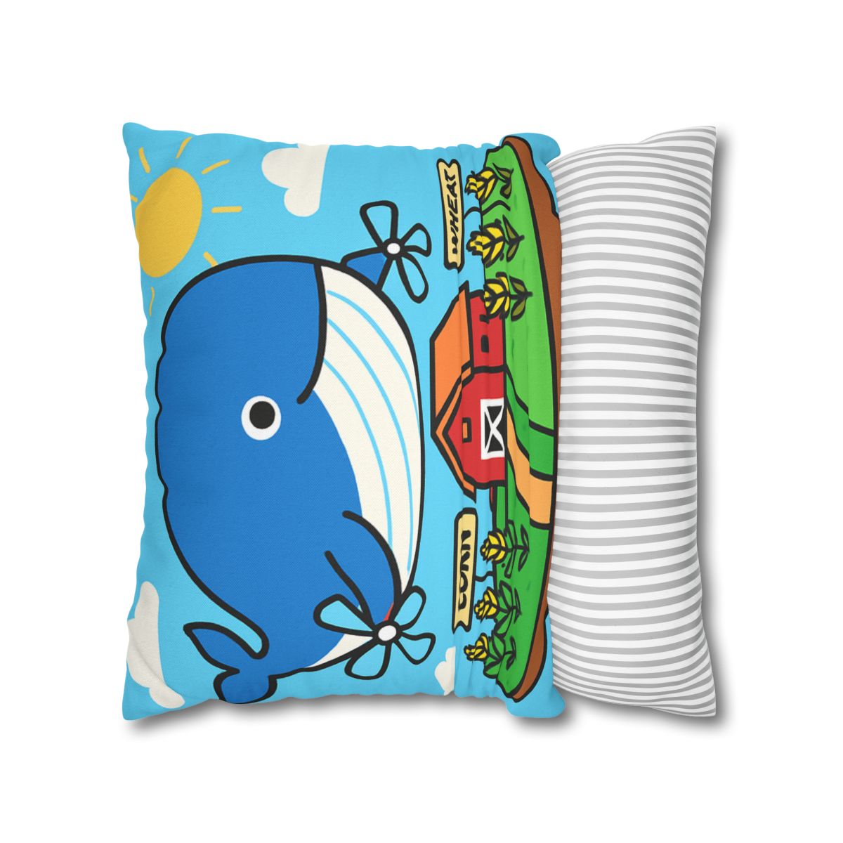 Windmill Whale Above The Floating Farm trendy patterned pillow cases
