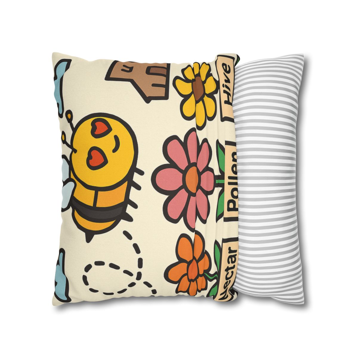 Robot Bee Pollination Map trendy patterned pillow cases