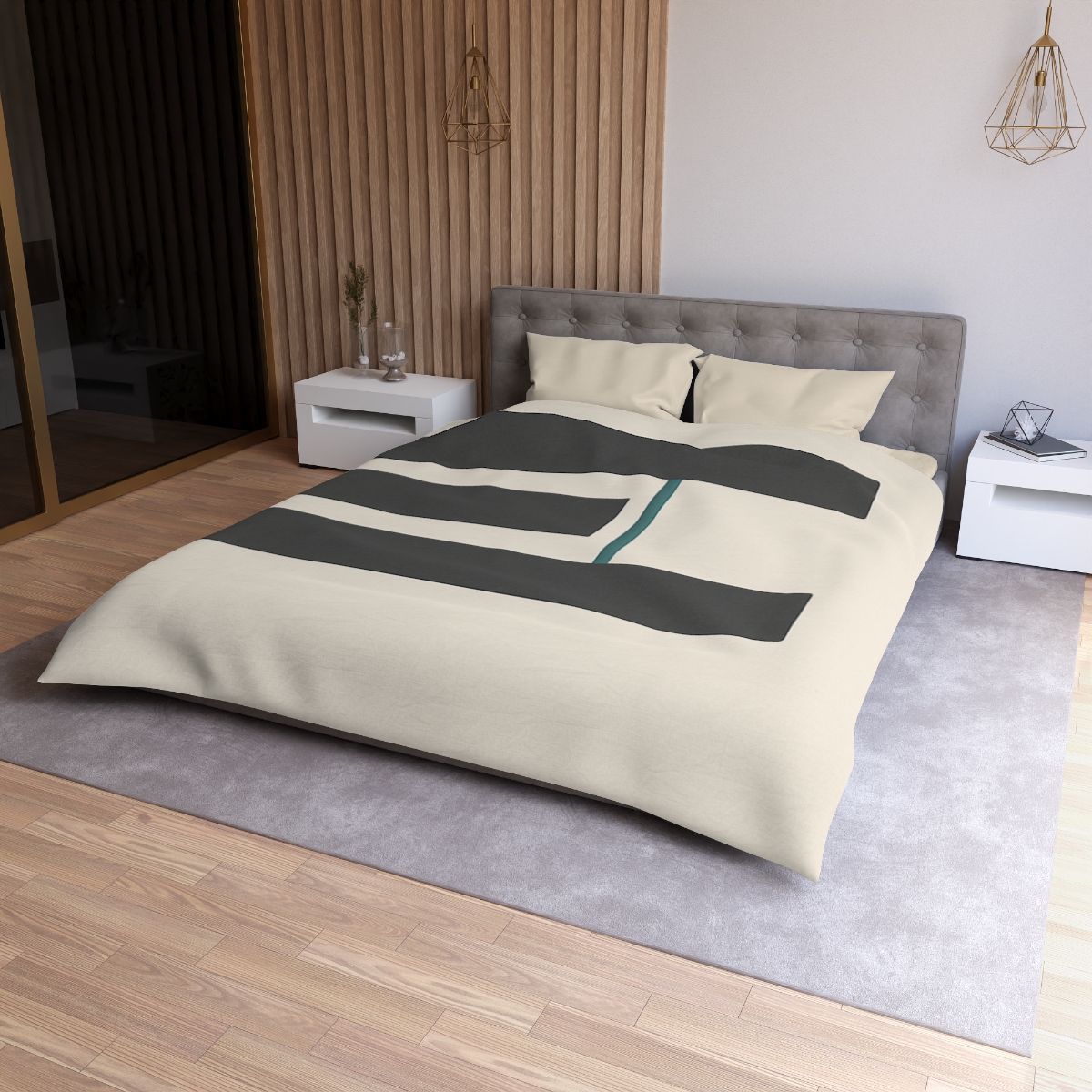 Staggered Bars With Quiet Opening designer printed duvets