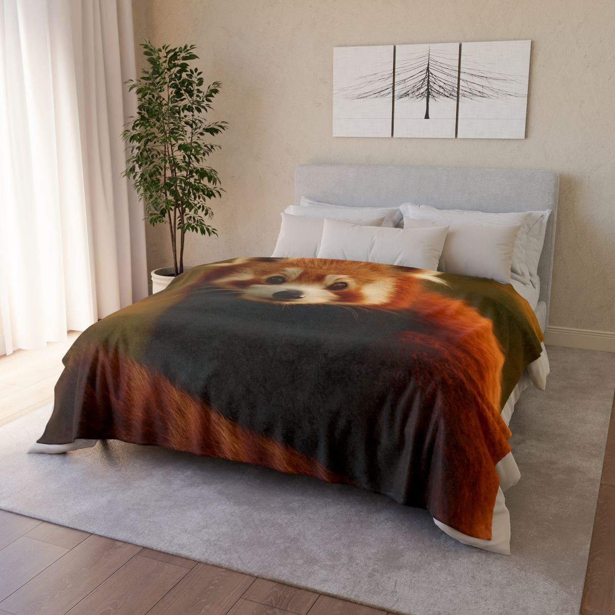Crimson Whisper Red Panda trendy patterned blankets