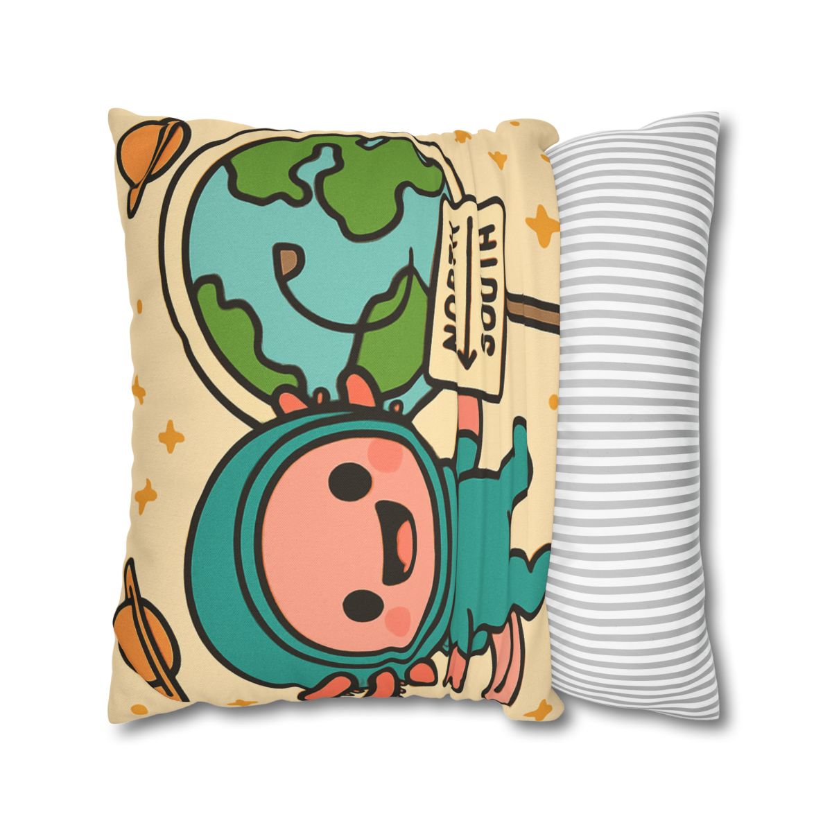 Luna The Axolotl Astronaut And The Bubble Planet Map custom pillow cases