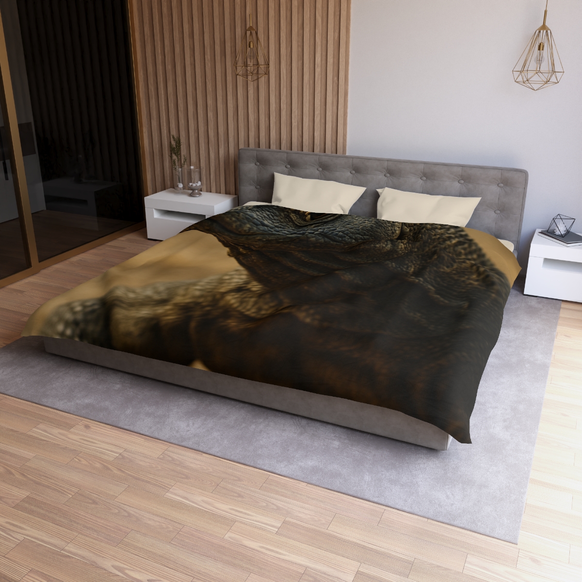 Ancient Sentinel Komodo Dragon designer printed duvets